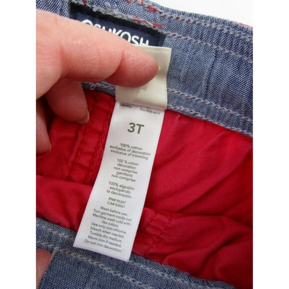 Genuine Oshkosh B'Gosh Boys 3T Red 100% Cotton Shorts - Pockets & Drawstring - Picture 6 of 13